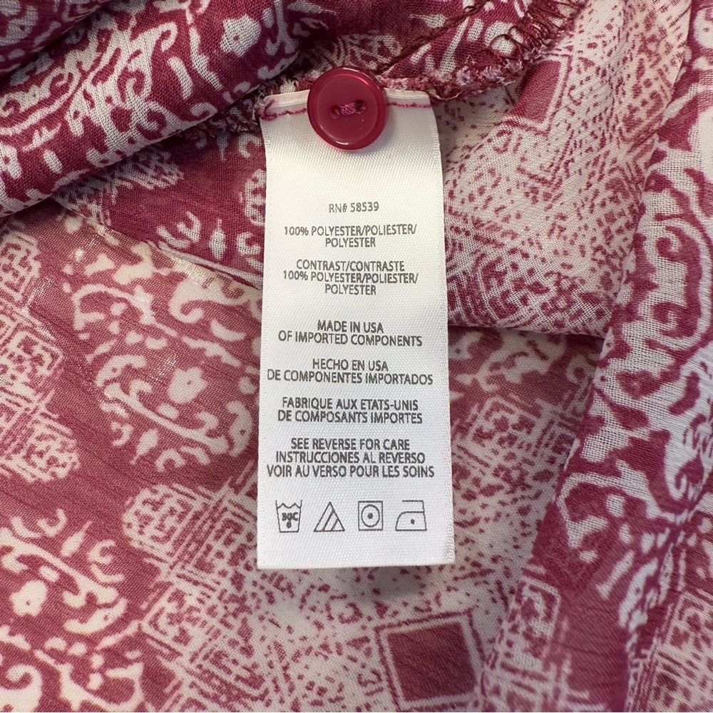 Kut From The Kloth Surplice Blouse XS Petite Burgundy Roll Tab Sleeve Top - Picture 9 of 10